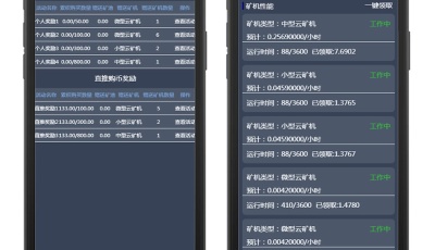 菲华国际CBT云矿机区块系统带最新灰色UI版与MT释放+云矿机+OTC网站源码
